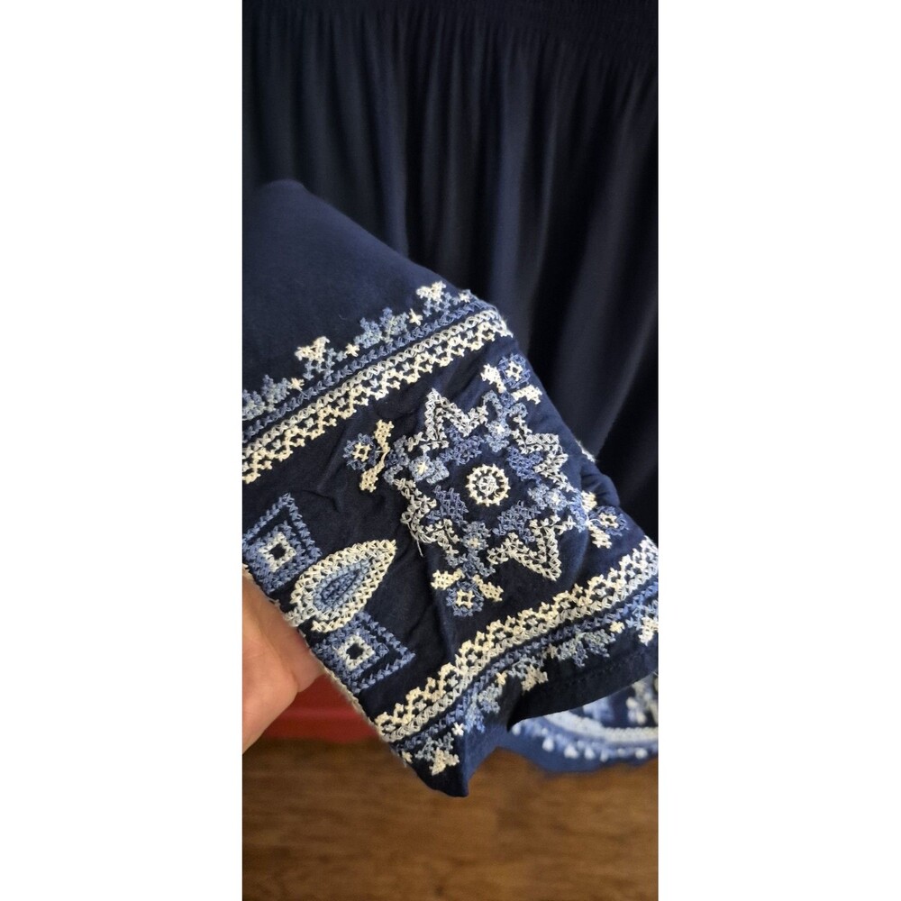 J. Jill Navy Blue Sleeveless Dress with White Embroidery - Picture 4 of 5